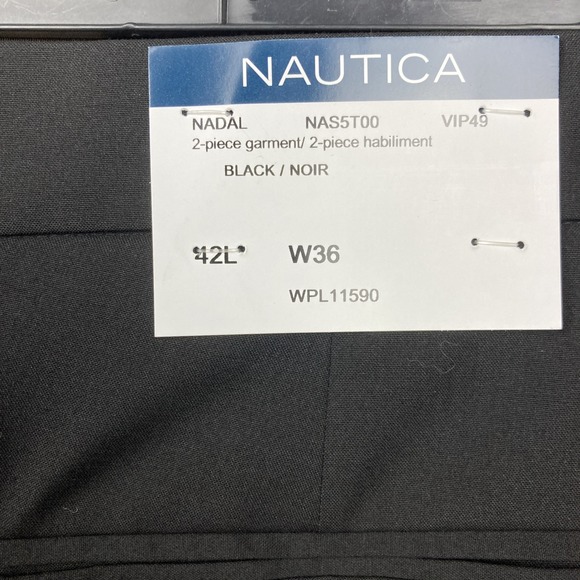 Nautica Mens 2-pc Suit Modern fit Tuxedo Jacket‎ 42L Pants 36W Black E121876 - Picture 15 of 16